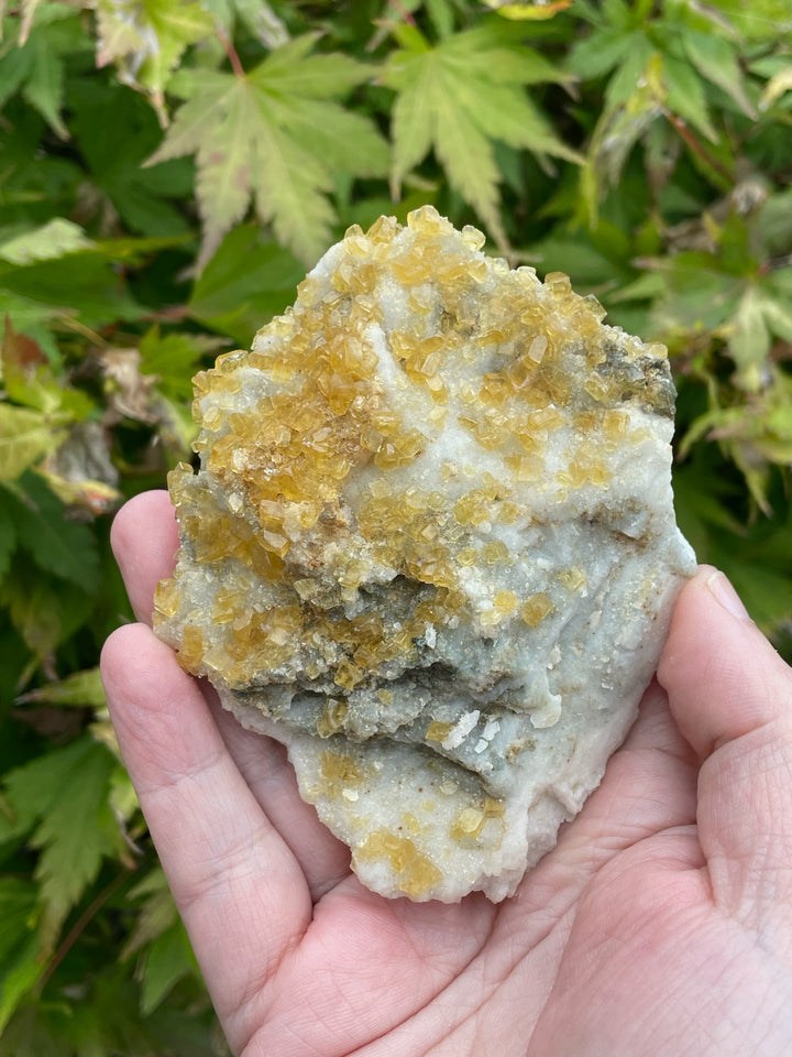 Yellow Barite on Quartz Specimen