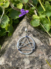 Load image into Gallery viewer, 925 Sterling Silver Infinity Trinity Pendant with Sapphire
