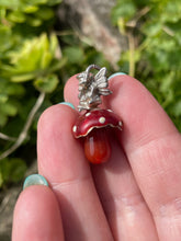 Load image into Gallery viewer, 925 Sterling Silver Pixie Pendant on a Carnelian Toadstool
