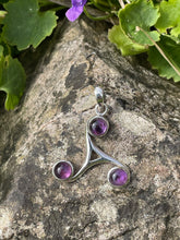 Load image into Gallery viewer, 925 Sterling Silver Triple Spiral Pendant with Amethyst
