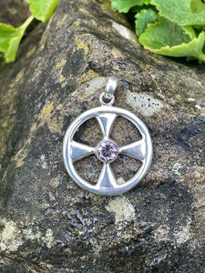 925 Sterling Silver Celtic Cross with a Faceted Amethyst Pendant