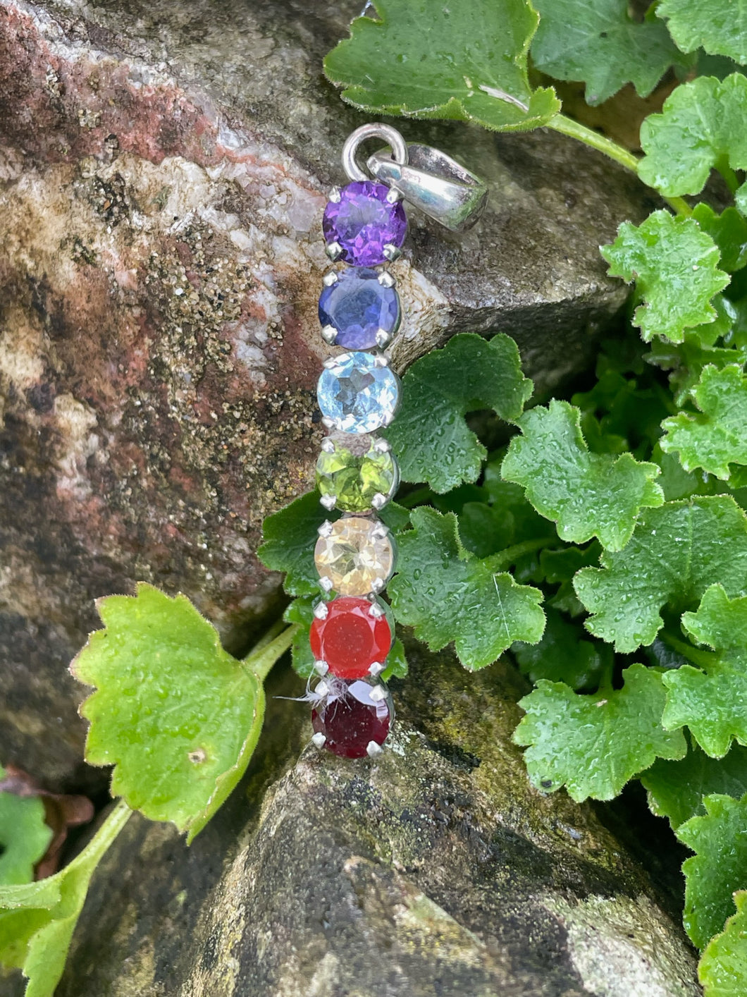 925 Sterling Silver Faceted Chakra Pendant