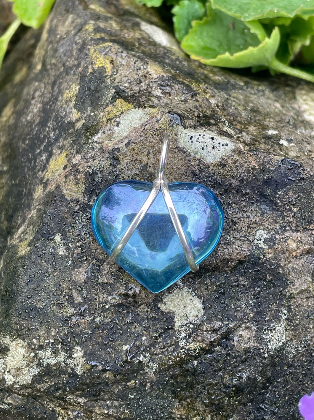 Aqua Aura Heart Pendant