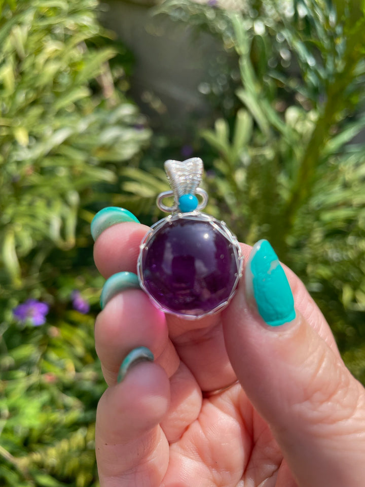 Amethyst Silver Sphere Pendant