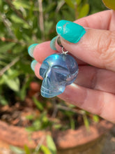 Load image into Gallery viewer, Aqua Aura Skull Pendant
