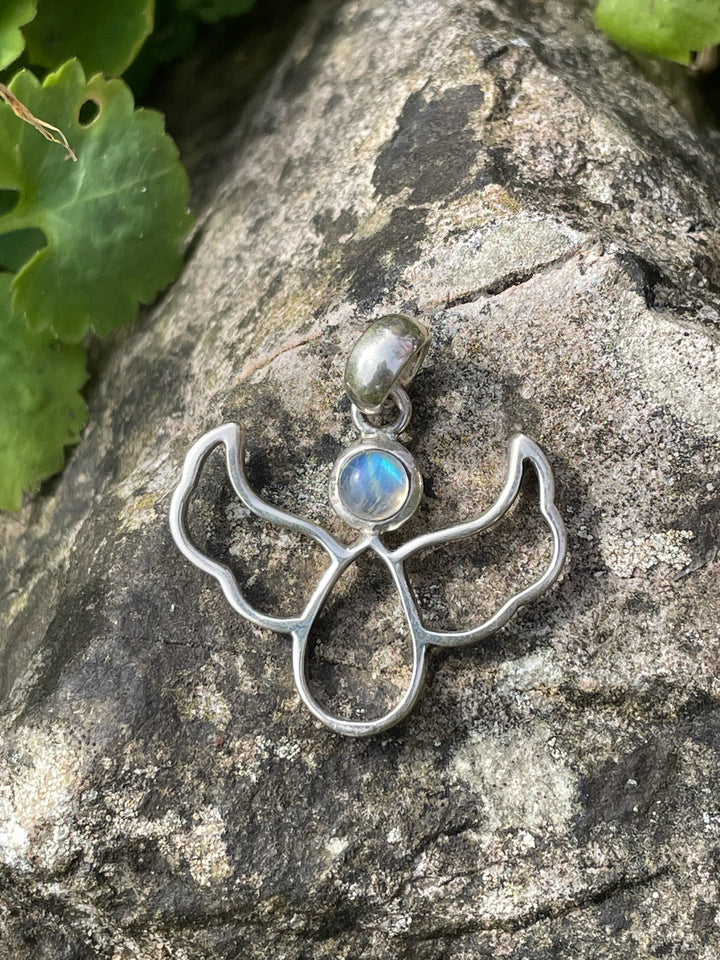 925 Sterling Silver with Moonstone Angel Pendant
