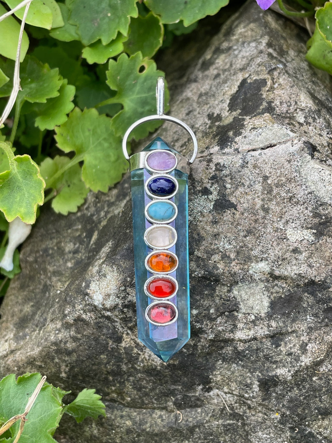 925 Sterling Silver Aqua Aura Quartz Chakra Pendant
