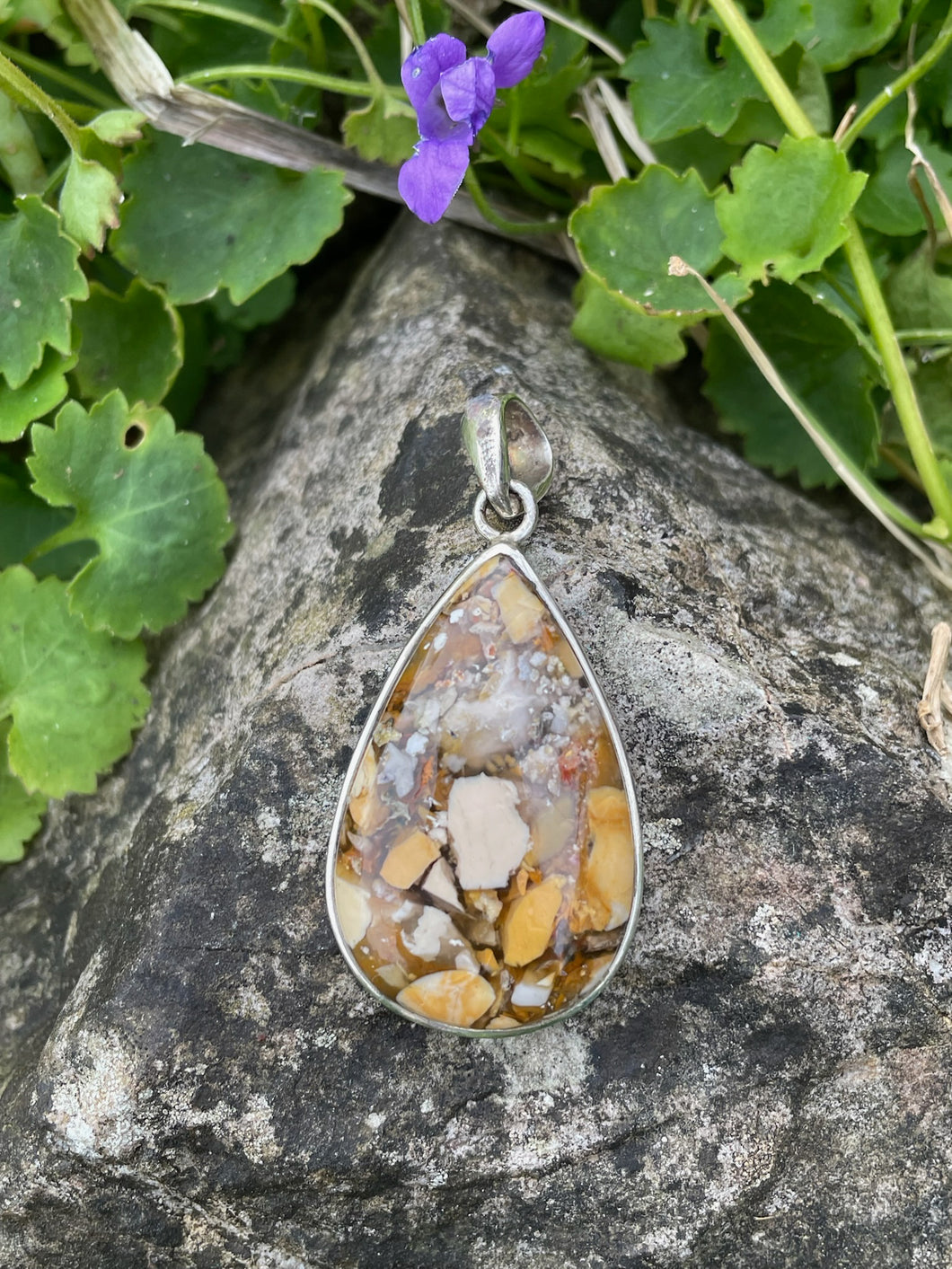 925 Sterling Silver Brecciated Mookaite Pendant