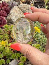 Load image into Gallery viewer, Large Flat Back Silver and Gold Rutile Quartz Cabachon from Brazil
