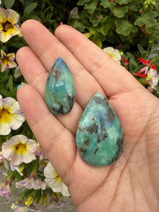 2 Phoenix Stone Cabochons Chrysocolla and Turquoise