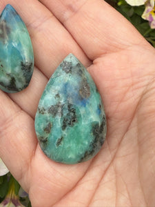 2 Phoenix Stone Cabochons Chrysocolla and Turquoise