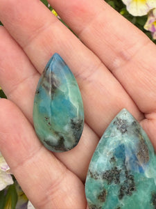 2 Phoenix Stone Cabochons Chrysocolla and Turquoise