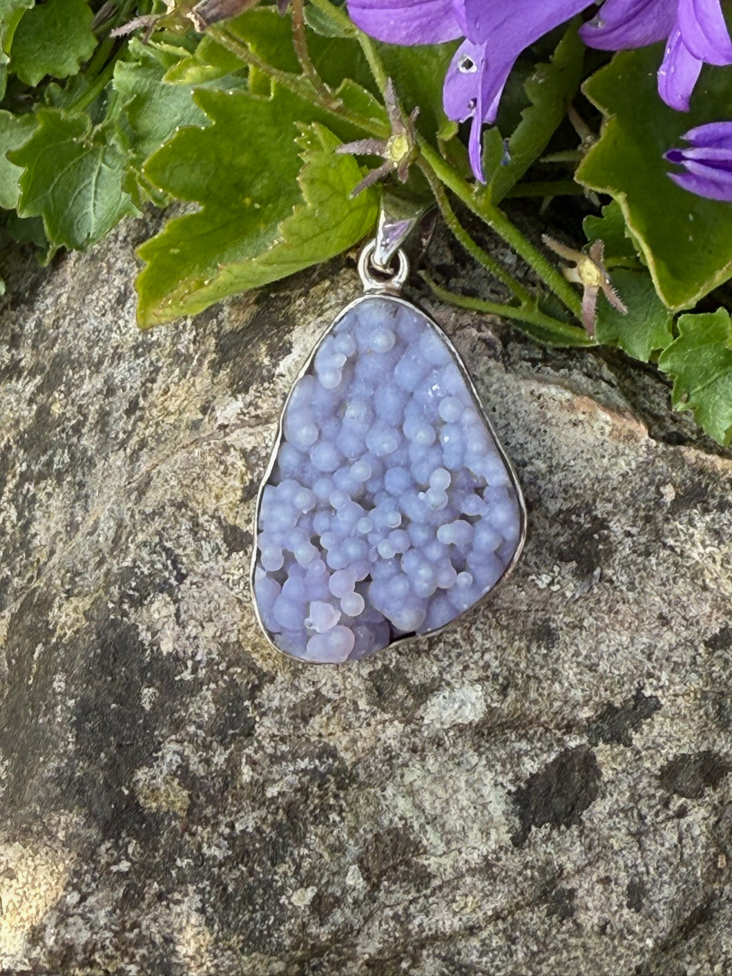 Grape Agate Chalcedony Silver Pendant
