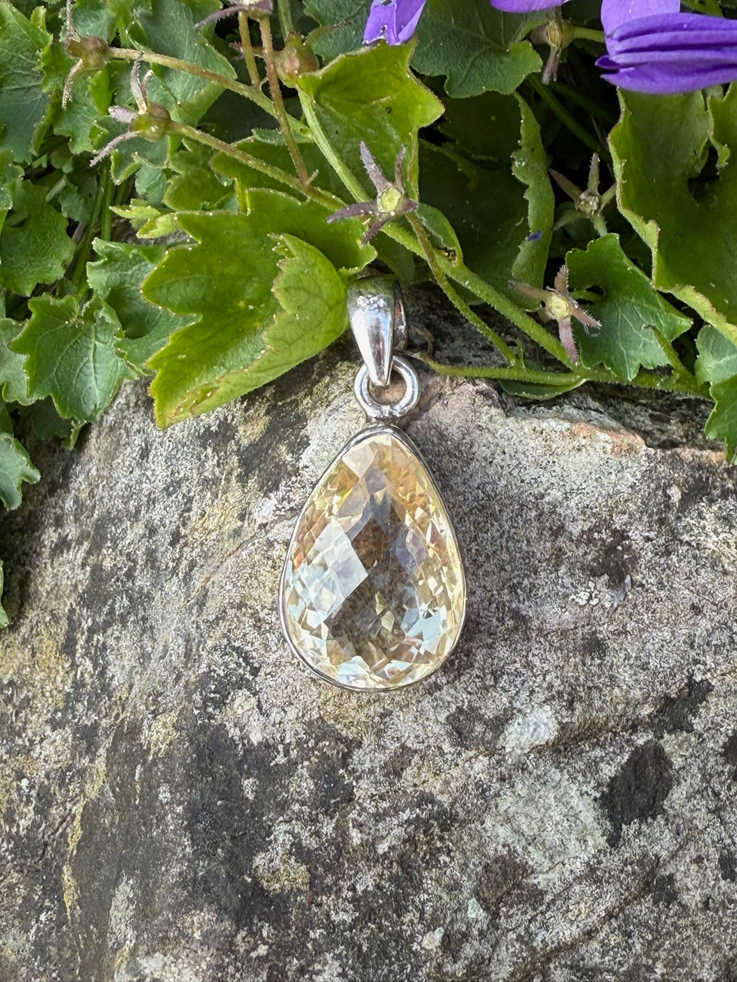 Silver Faceted Citrine Pendant