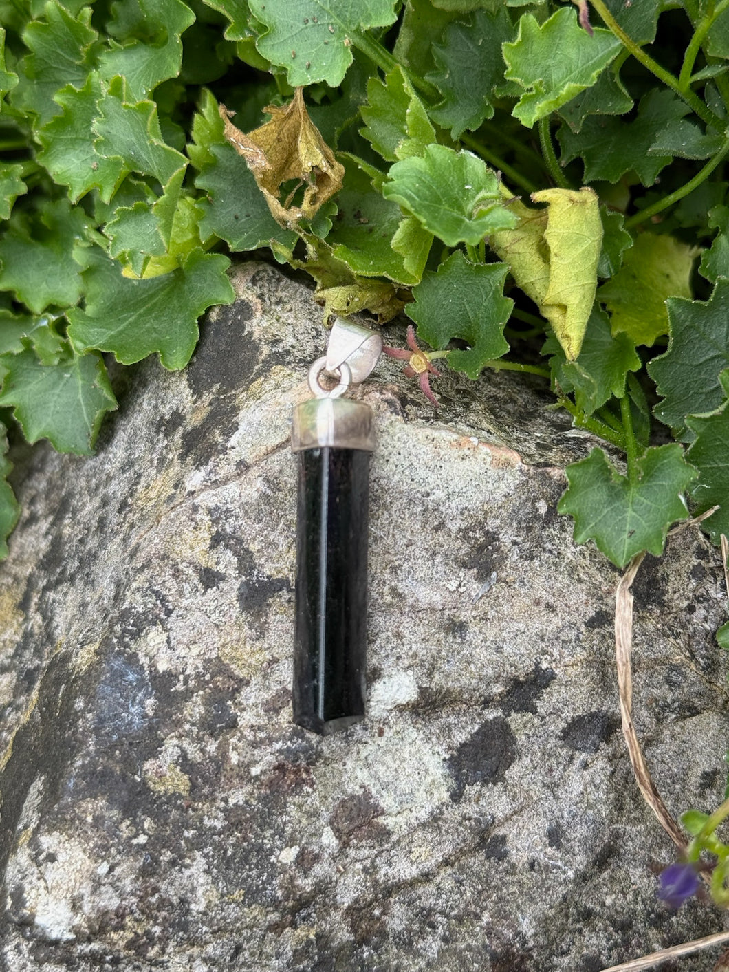 Terminated Black Tourmaline and Silver Pendant