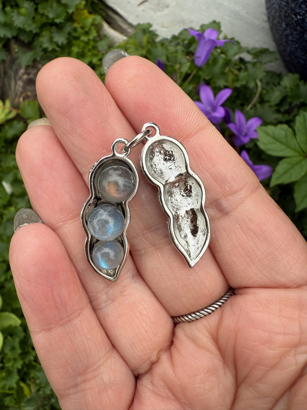 Labradorite Pea Pod Pendant or Charm