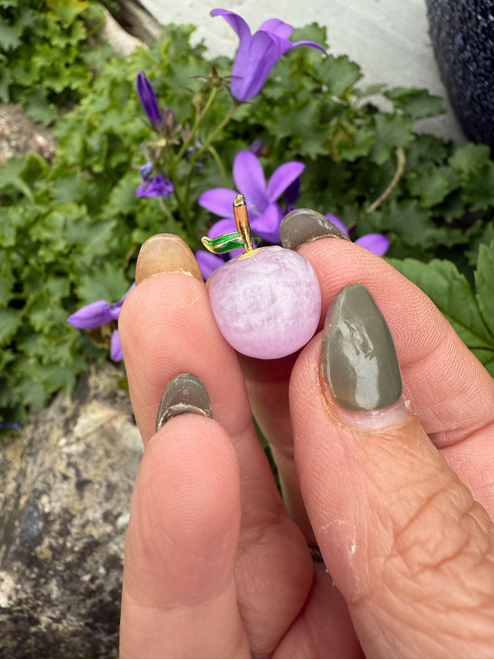 Kunzite and Enamel Apple Pendant