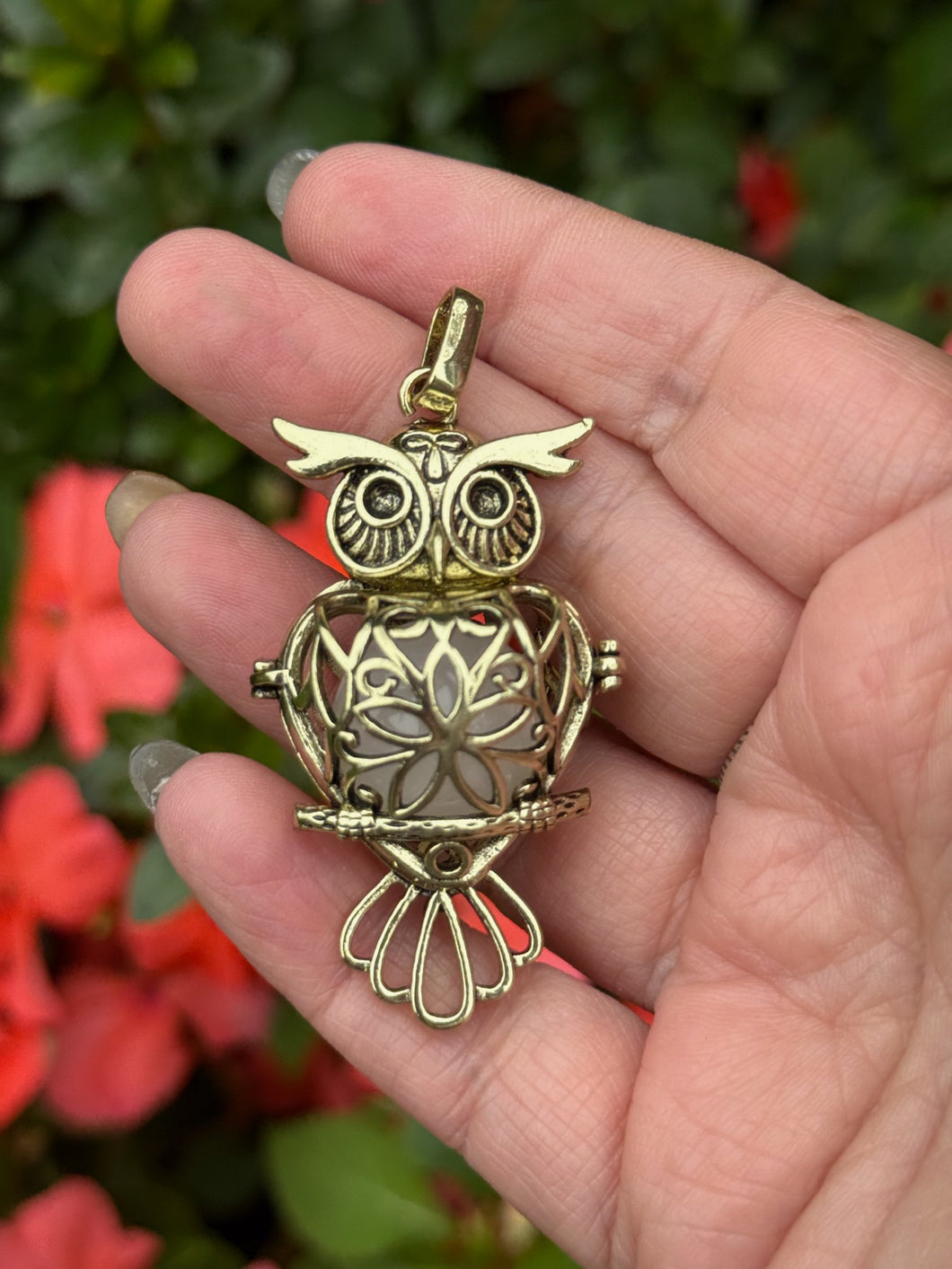 Owl Tumblestone Cage Pendant