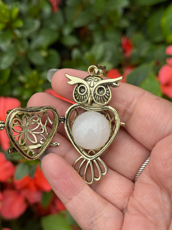 Owl Tumblestone Cage Pendant