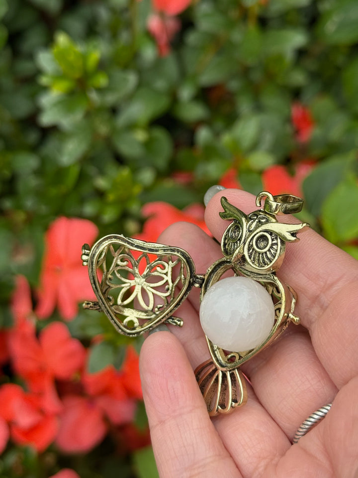 Owl Tumblestone Cage Pendant