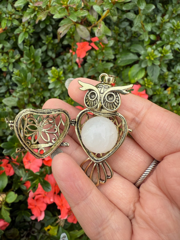 Owl Tumblestone Cage Pendant