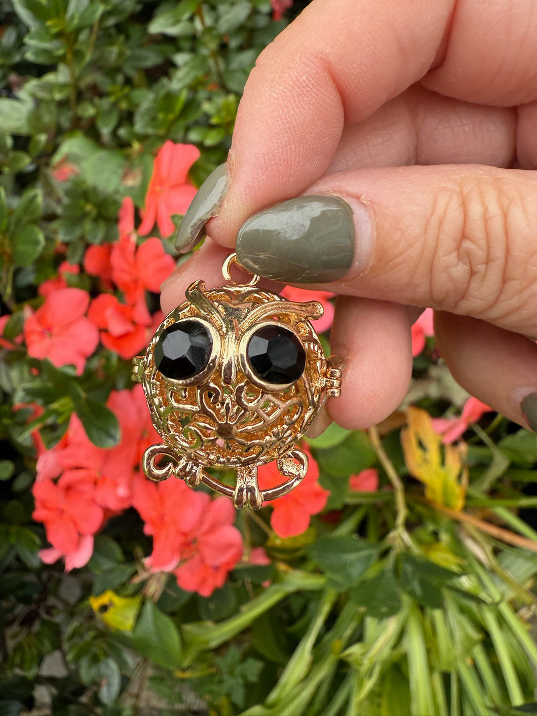 Owl Tumblestone Cage Pendant