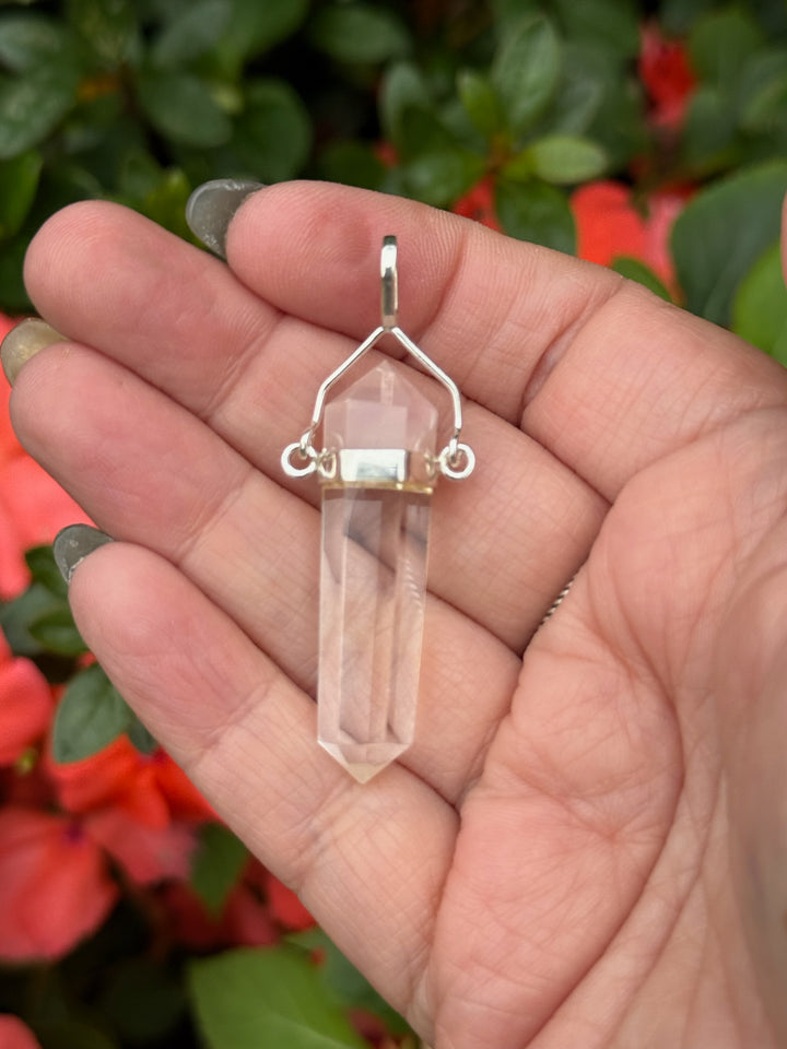 Quartz and Rose Quartz Double Terminated Pendant