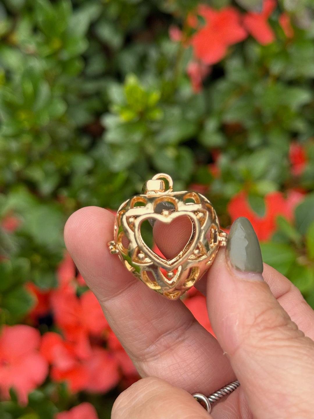 Golden Heart Tumblestone Cage Pendant