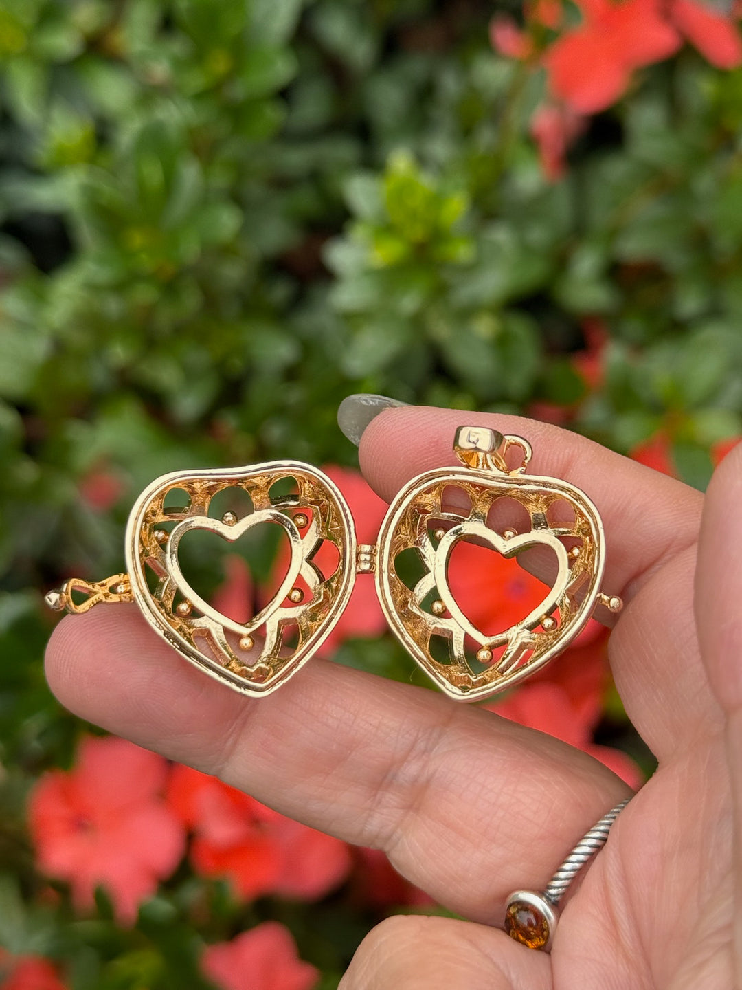 Golden Heart Tumblestone Cage Pendant