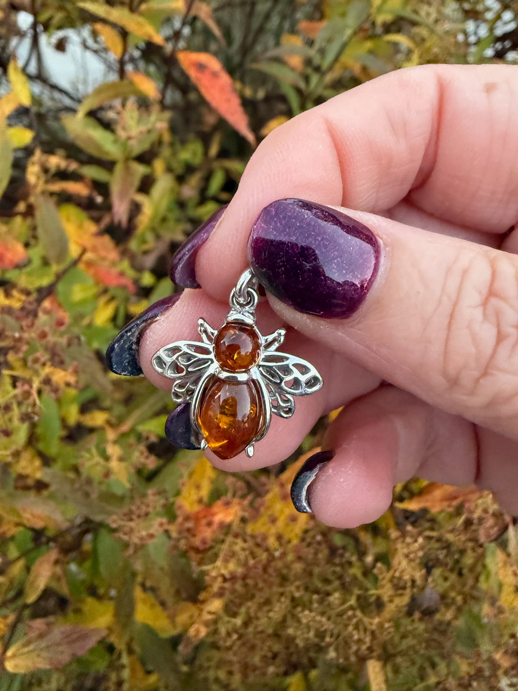 Sterling Silver Amber Bee Pendant