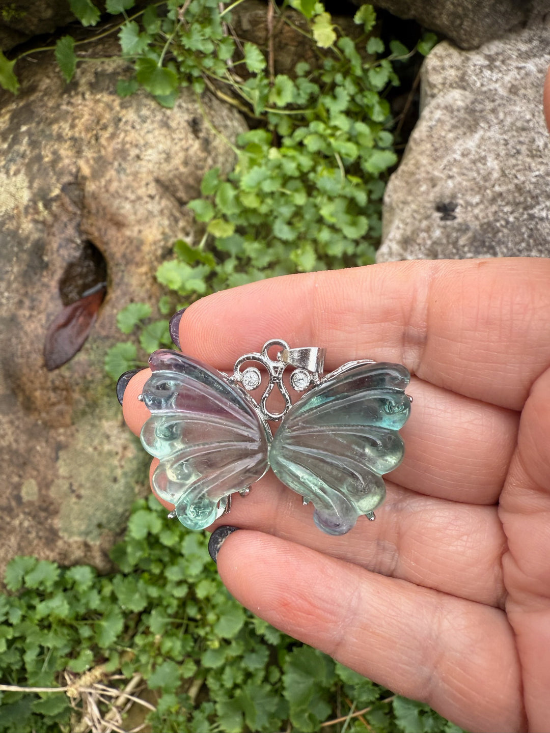 Green Fluorite Butterfly Pendant