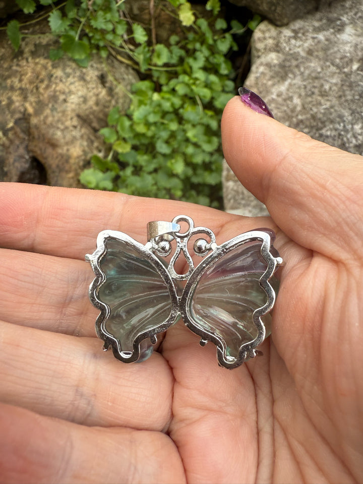 Green Fluorite Butterfly Pendant