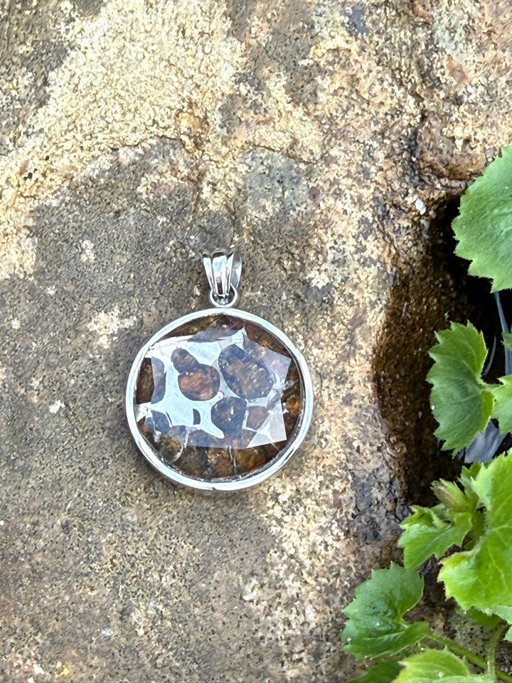 Pallasite Meteorite Star of David Hexagram Pendant