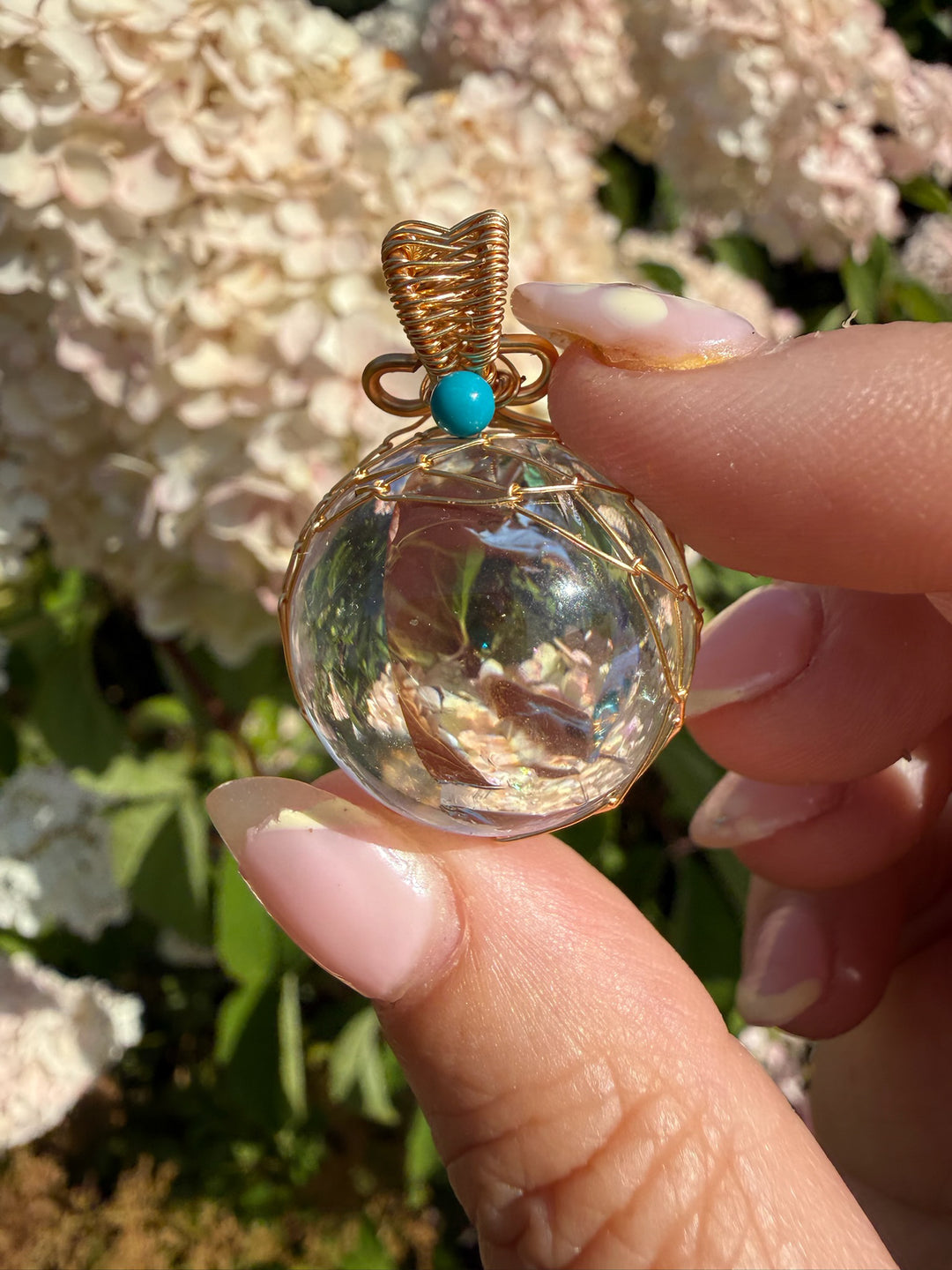 Rainbow Quartz Sphere Pendant