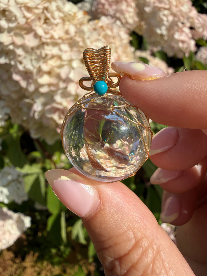 Rainbow Quartz Sphere Pendant