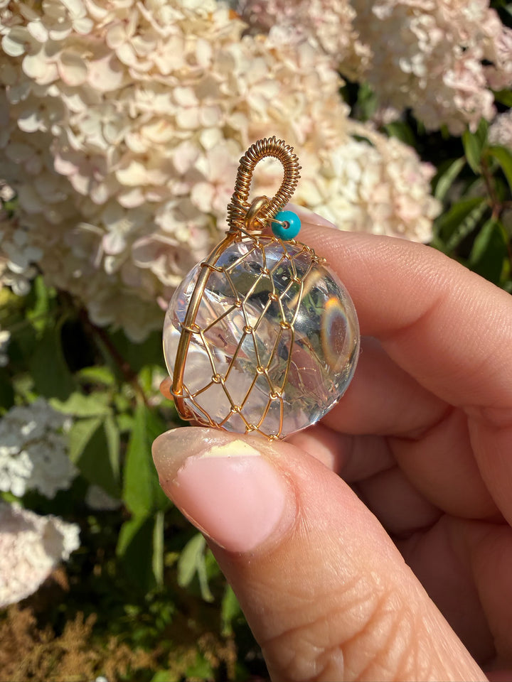 Rainbow Quartz Sphere Pendant