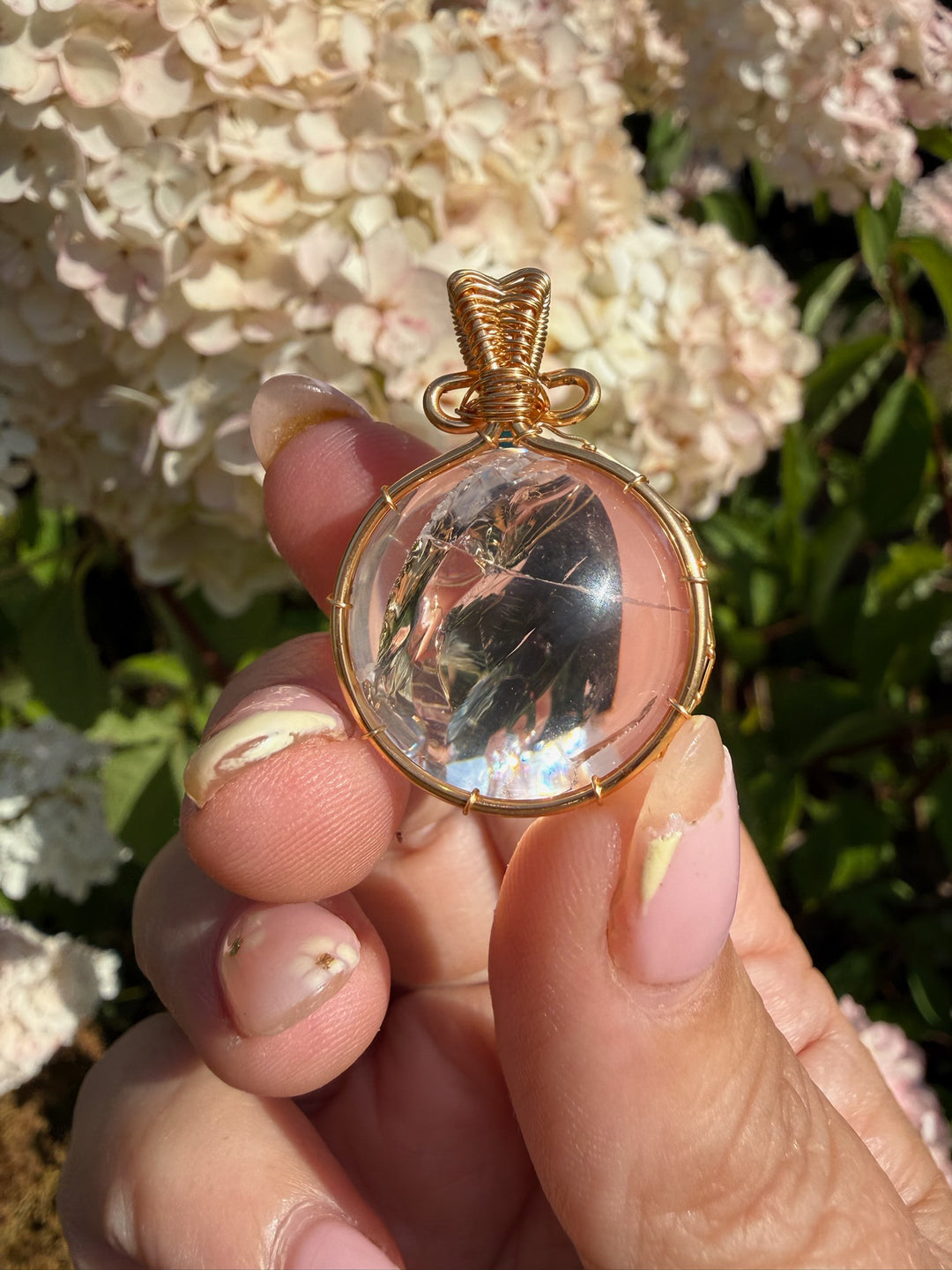 Rainbow Quartz Sphere Pendant