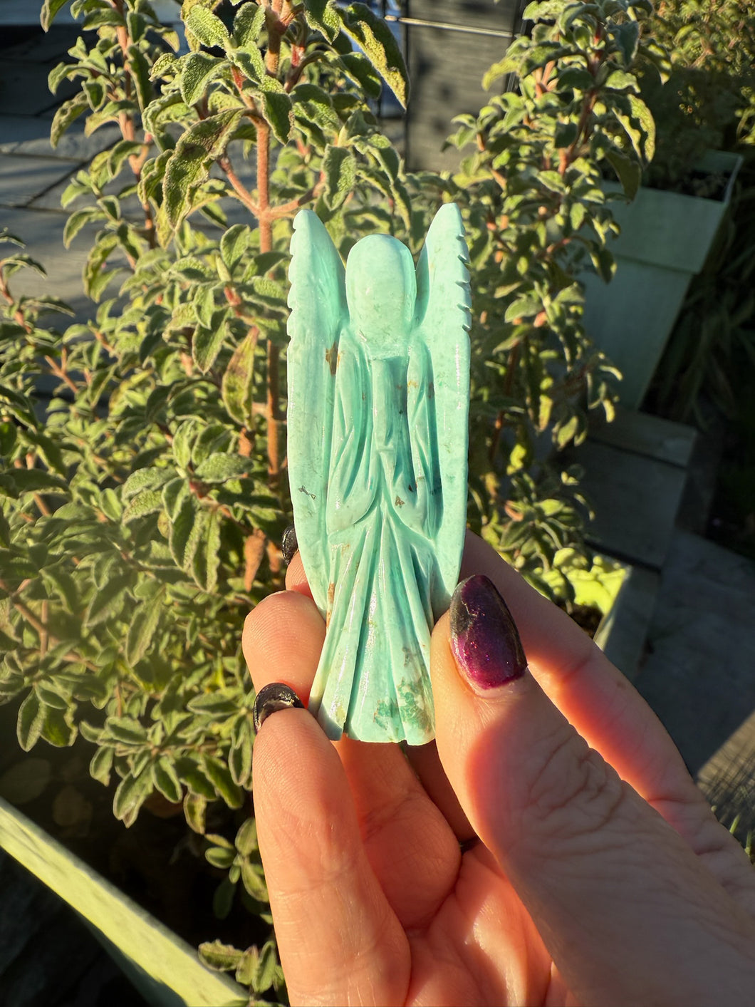 Rare Natural Turquoise Angel Carving