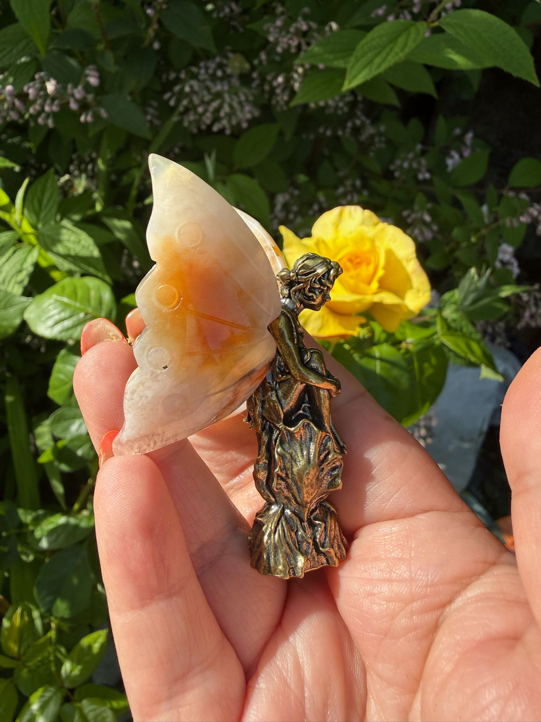Golden Fairy with Flower Agate wings