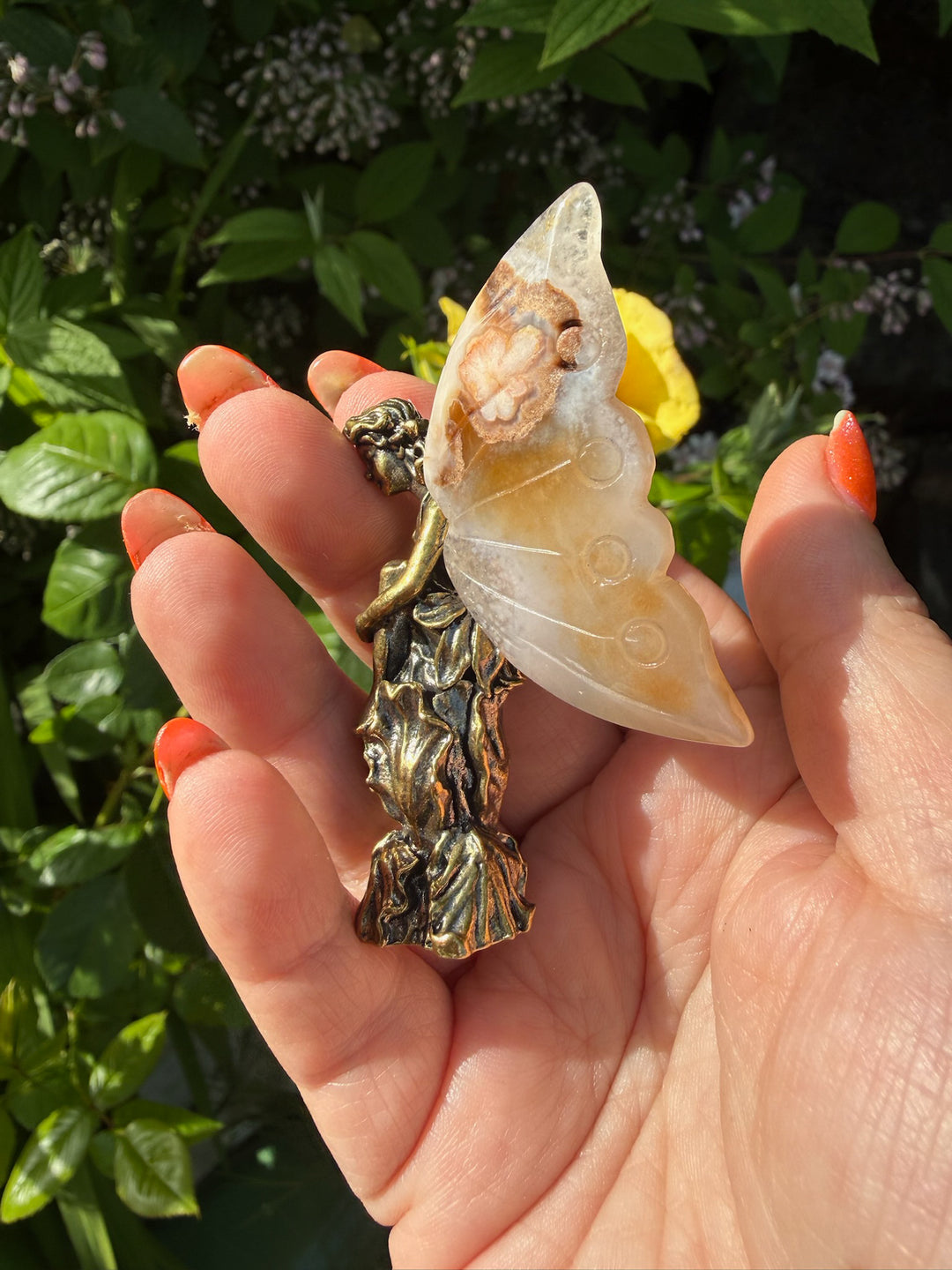 Golden Fairy with Flower Agate wings