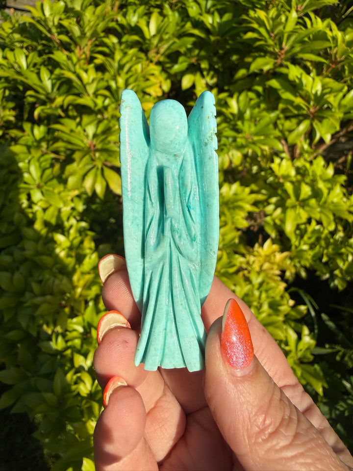 Hand Carved Natural Turquoise Angel Carving from Peru