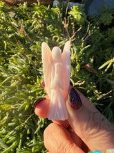 Load image into Gallery viewer, UV Reactive Mangano Calcite Angel Carving
