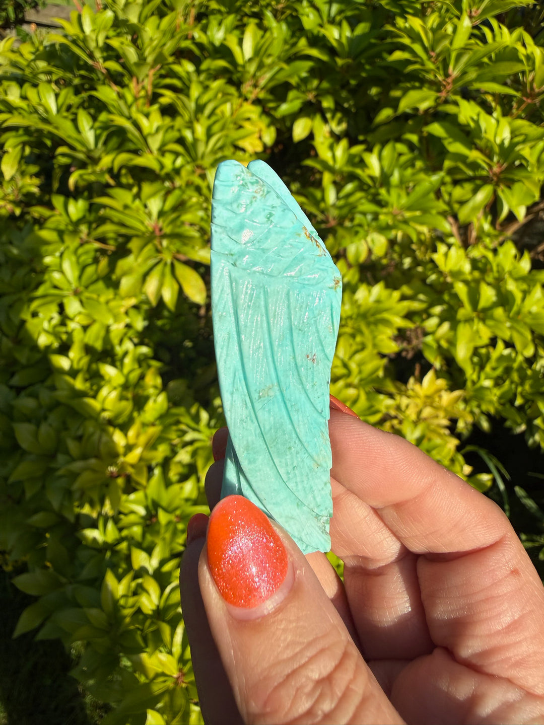 Hand Carved Natural Turquoise Angel Carving from Peru