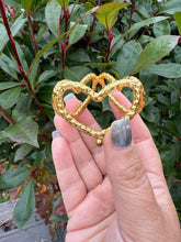 Load image into Gallery viewer, Gold Coloured Triple Heart Sphere Stand
