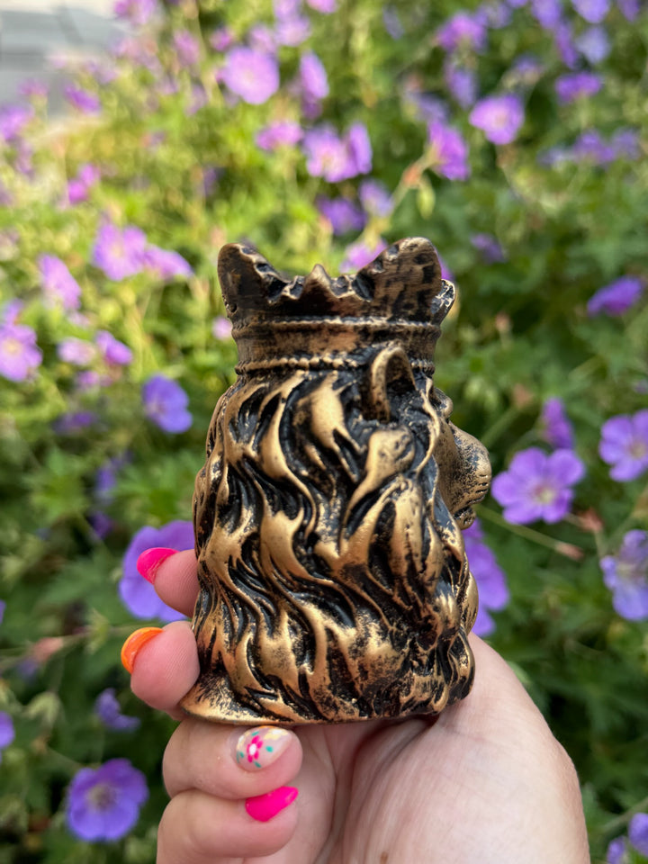 Golden Lion Head head Sphere Stand