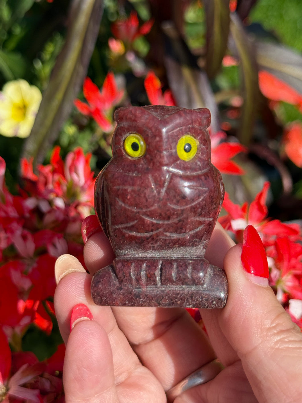 Strawberry Quartz Carved Owl