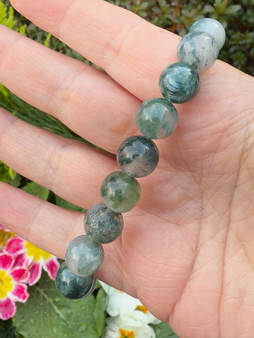 Moss Agate Bracelet 10mm bead