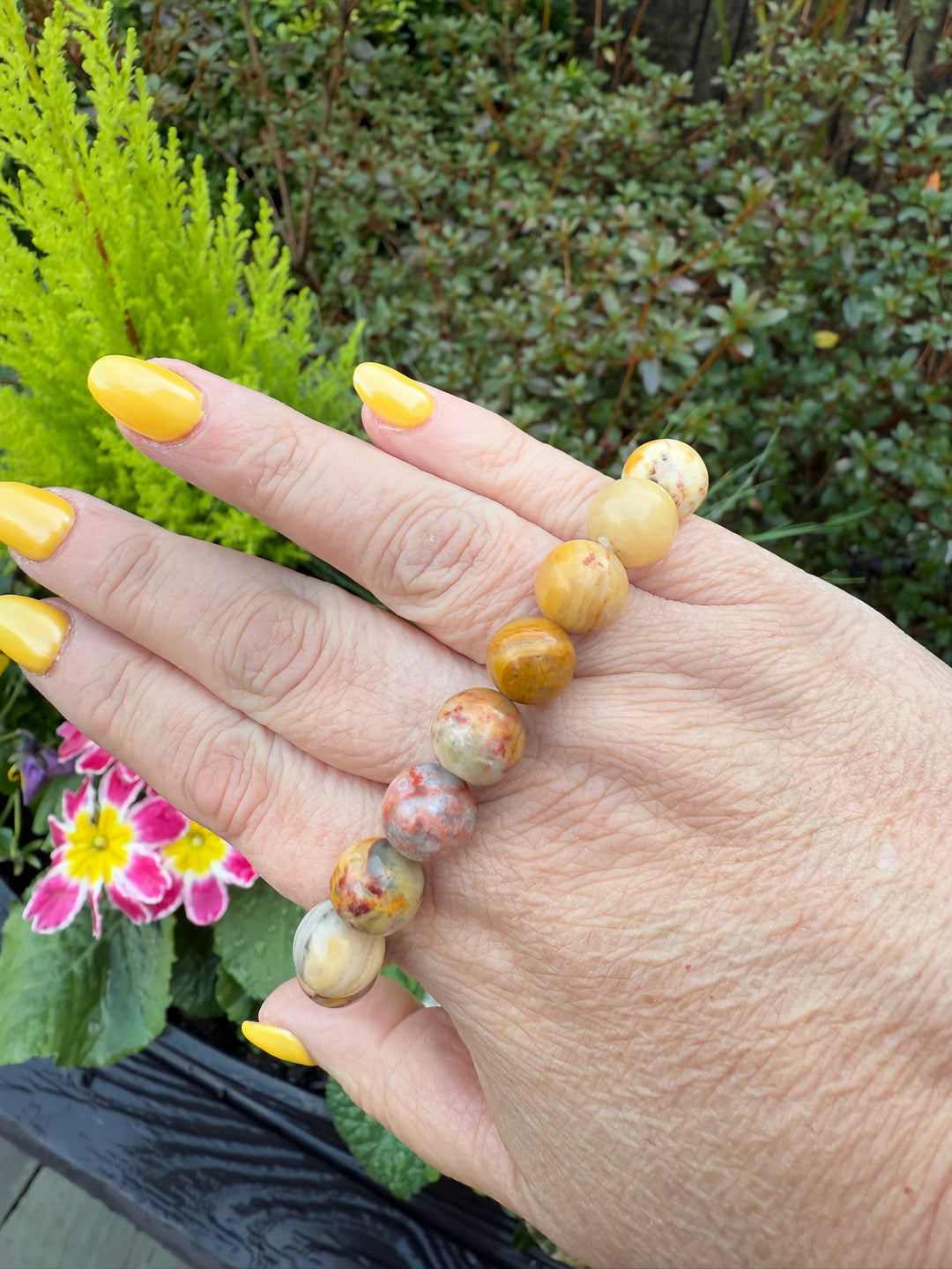 Crazy Lace Agate Bracelet 10mm Beads