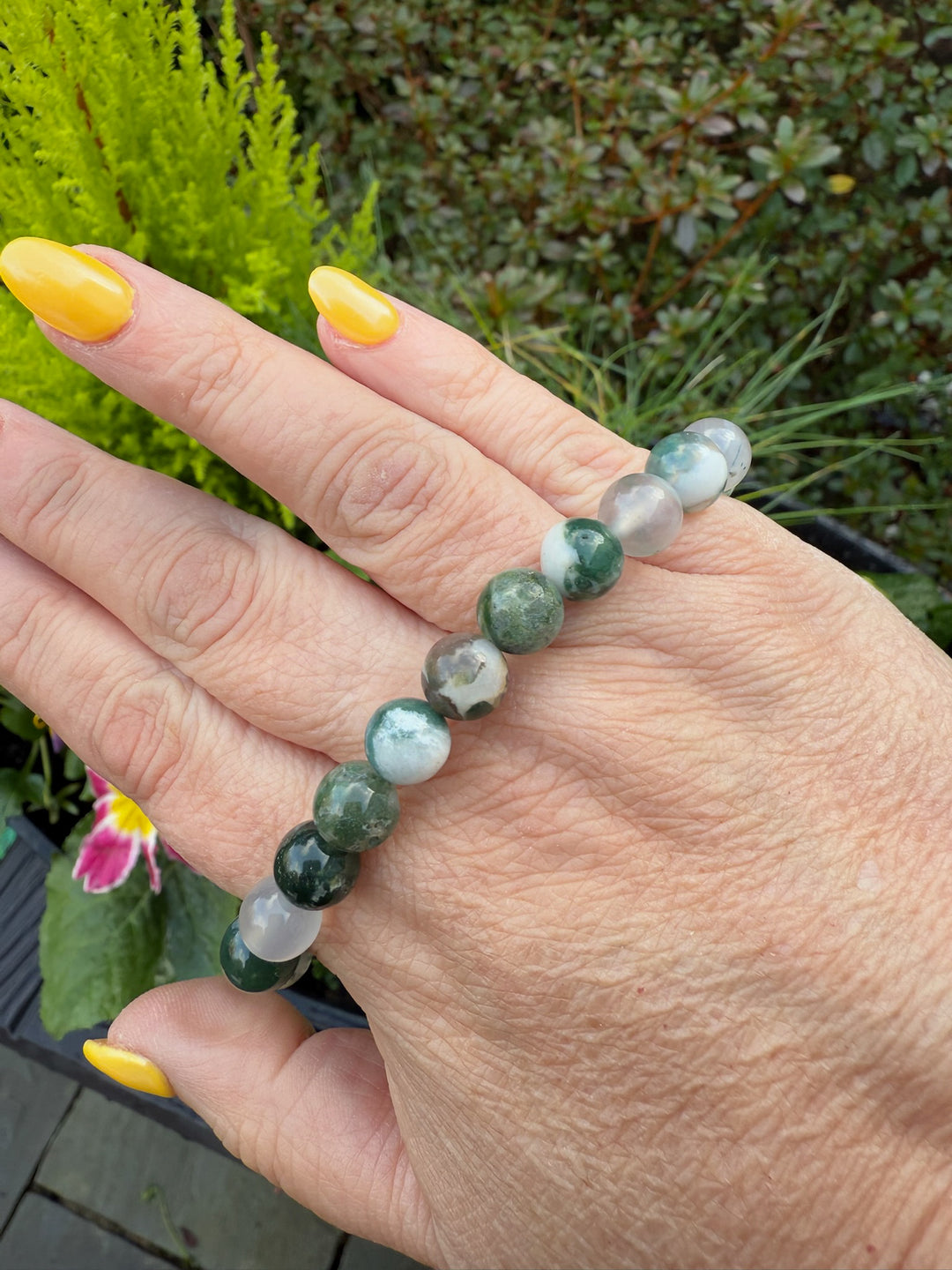 Moss Agate Bracelet 8mm Beads