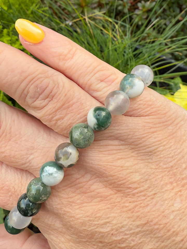 Moss Agate Bracelet 8mm Beads